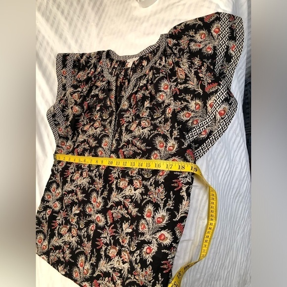 Joie Laurina Floral Red White Red Flutter Short Sleeve Top V-Neck Shirt Small - Picture 13 of 16